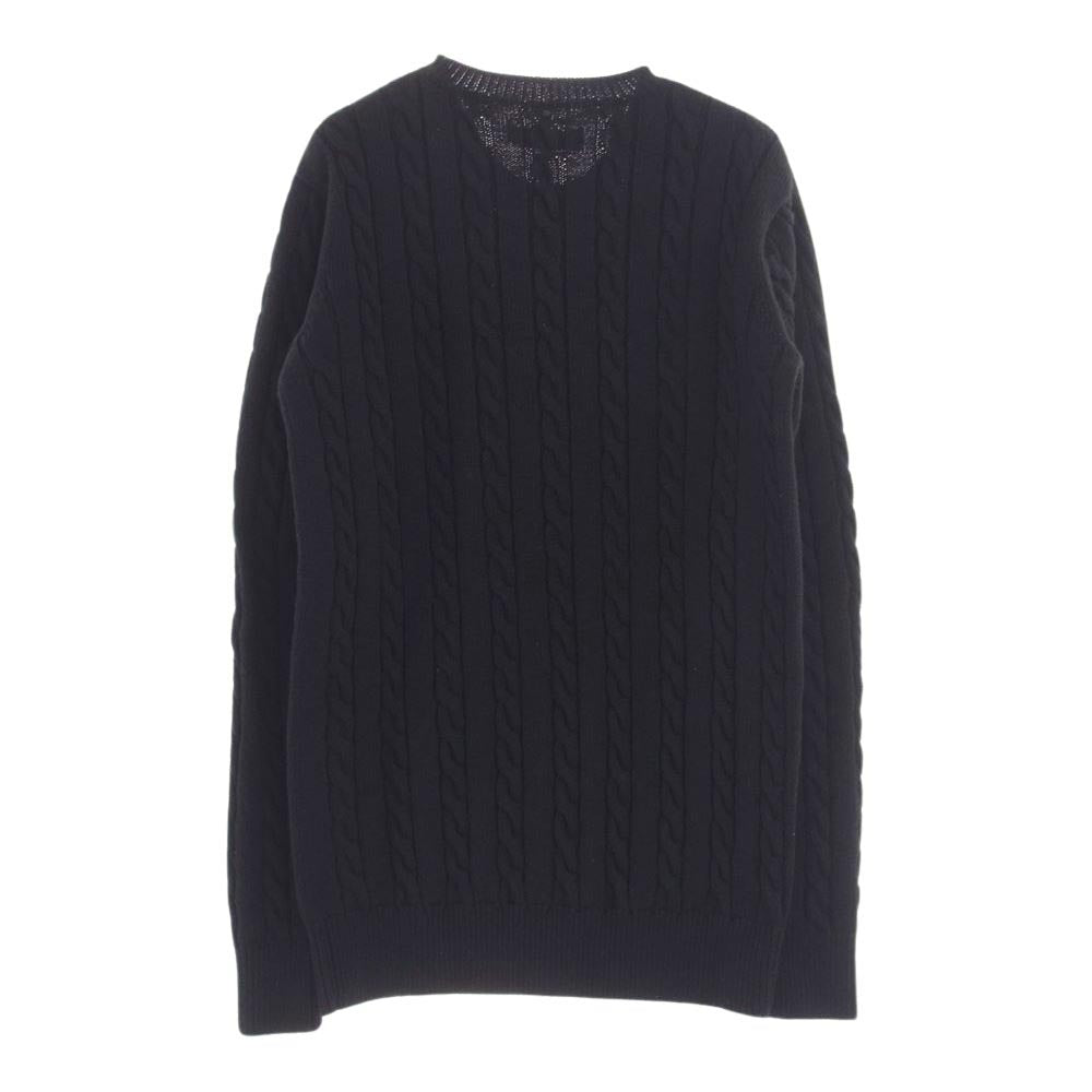 1piu1uguale3 ウノピュウノウグァーレトレ MRK136 CASHWOOL CABLE CREW ケーブル ウール ニット ブラック系 4(M)【美品】【中古】