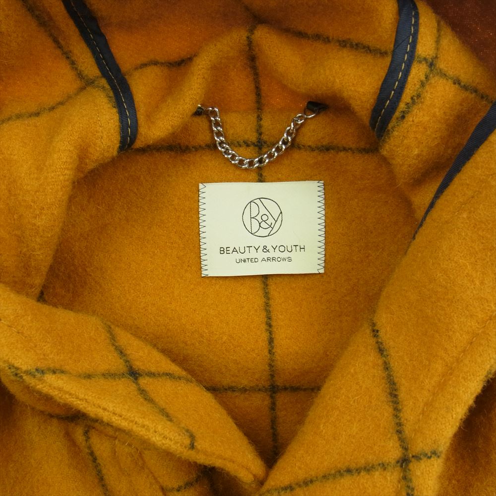 UNITED ARROWS ユナイテッドアローズ B&Y ウインドウペン ウール チェック ダッフル コート イエロー系 L【中古】