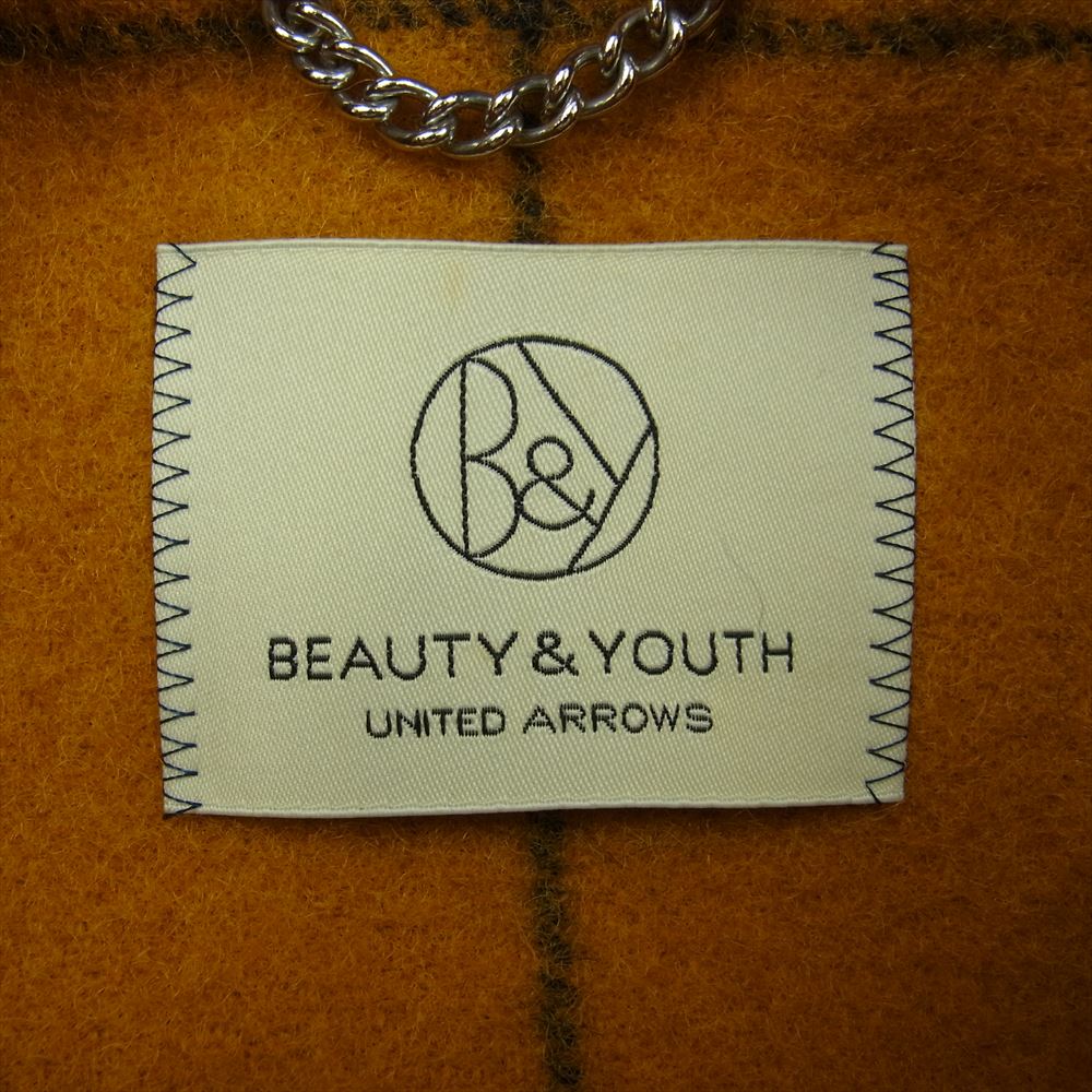 UNITED ARROWS ユナイテッドアローズ B&Y ウインドウペン ウール チェック ダッフル コート イエロー系 L【中古】