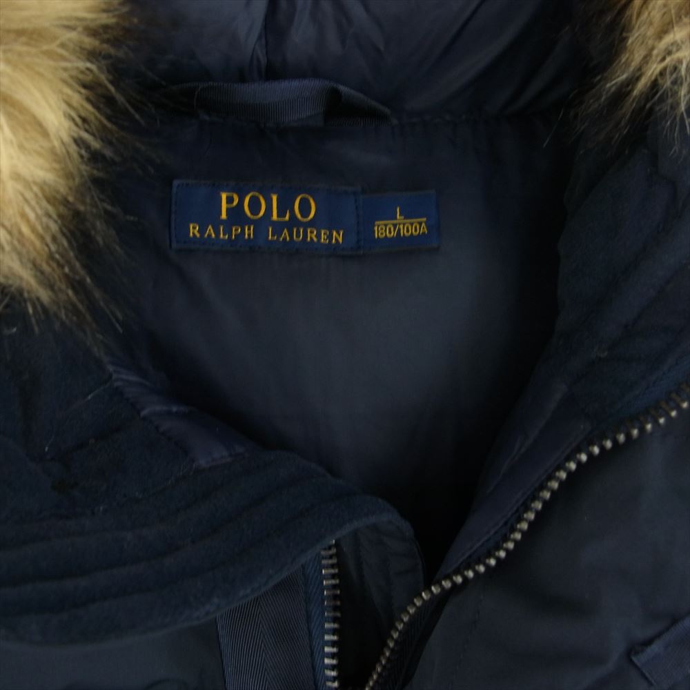 POLO RALPH LAUREN ポロ・ラルフローレン ファーフード付き ダウン ジャケット ネイビー系 L【中古】