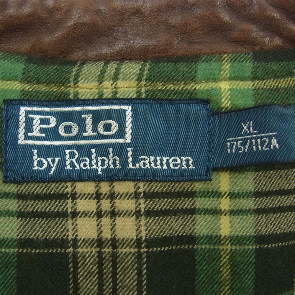 POLO RALPH LAUREN ポロ・ラルフローレン オールレザー 切替 ジップアップ ハンティング ベスト ブラウン系 XL【中古】