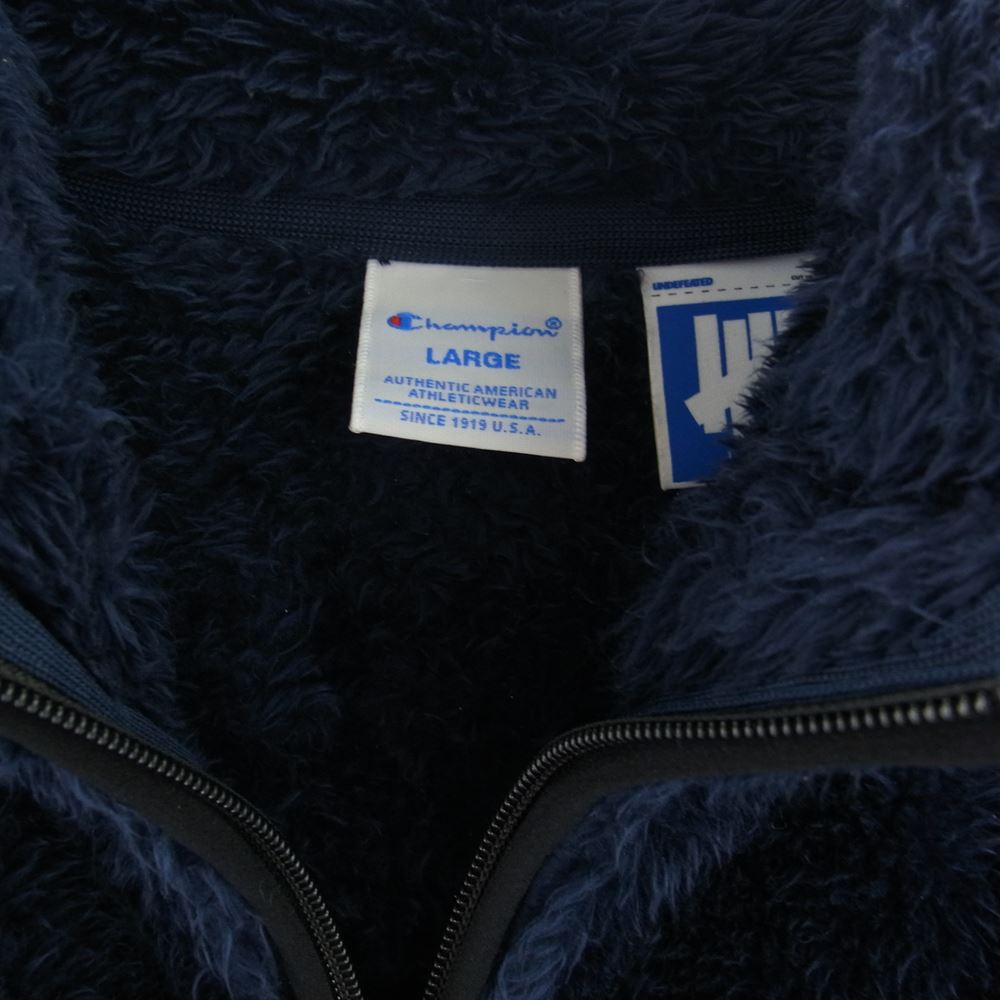 UNDEFEATED アンディフィーテッド C8-U612 × Champion チャンピオン フリース ジャケット  ネイビー系 L【中古】
