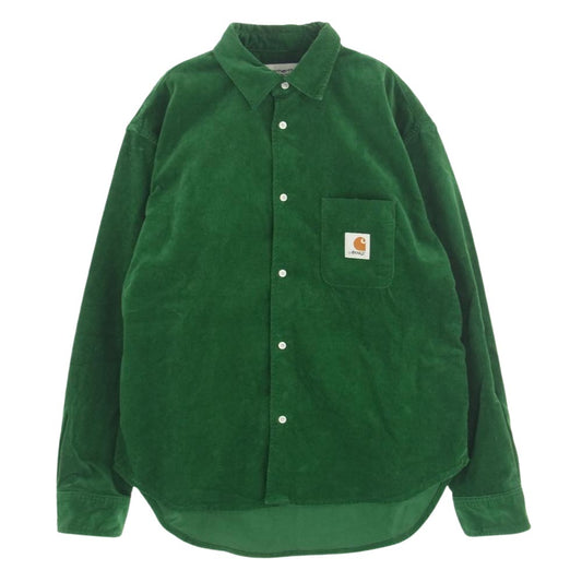 アウェイク 23SS × Carhartt WIP Collared Shirt カーハート カラーコーデュロイシャツ 長袖シャツ グリーン系 L【美品】【中古】
