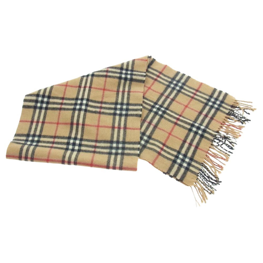 BURBERRY バーバリー ウール マフラー チェック ライトブラウン系【中古】