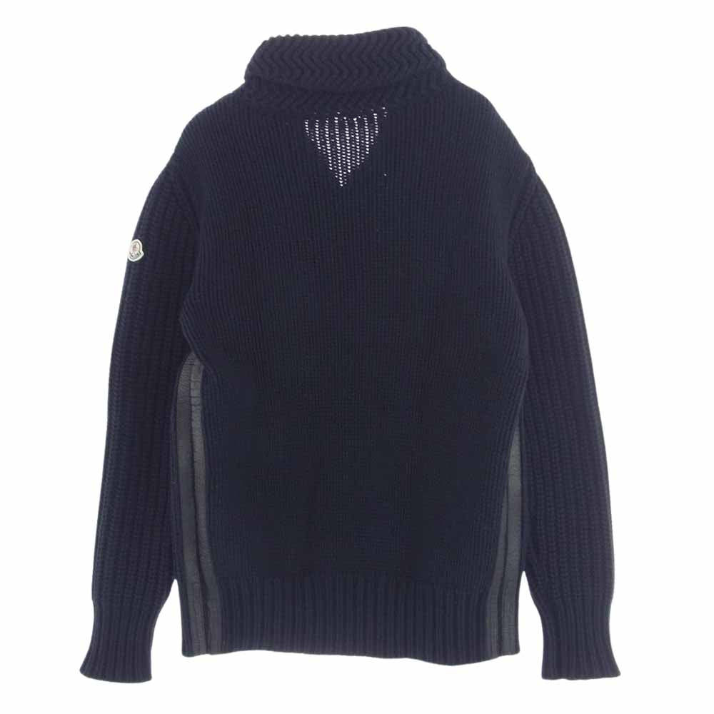 MONCLER モンクレール B20919404450-95118 MAGLIONE TRICOT CARDIGAN ジップアップ サイドライン ニット カーディガン ロゴワッペン カシミヤ混 ネイビー系 S【中古】