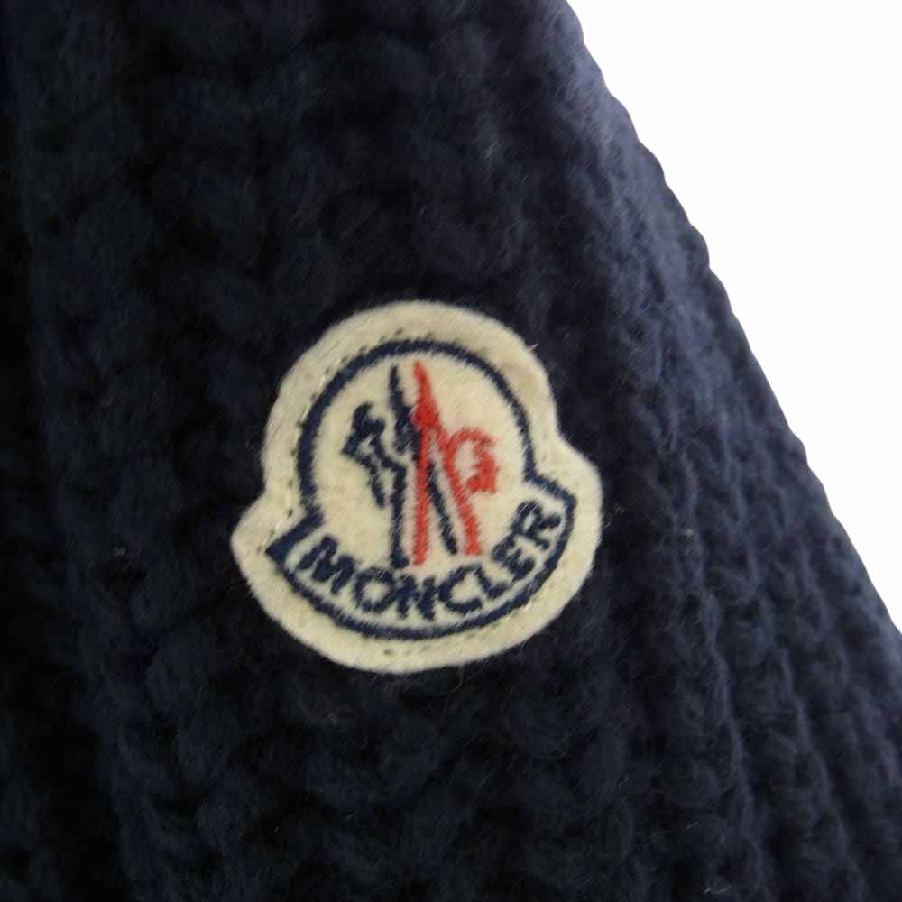 MONCLER モンクレール B20919404450-95118 MAGLIONE TRICOT CARDIGAN ジップアップ サイドライン ニット カーディガン ロゴワッペン カシミヤ混 ネイビー系 S【中古】