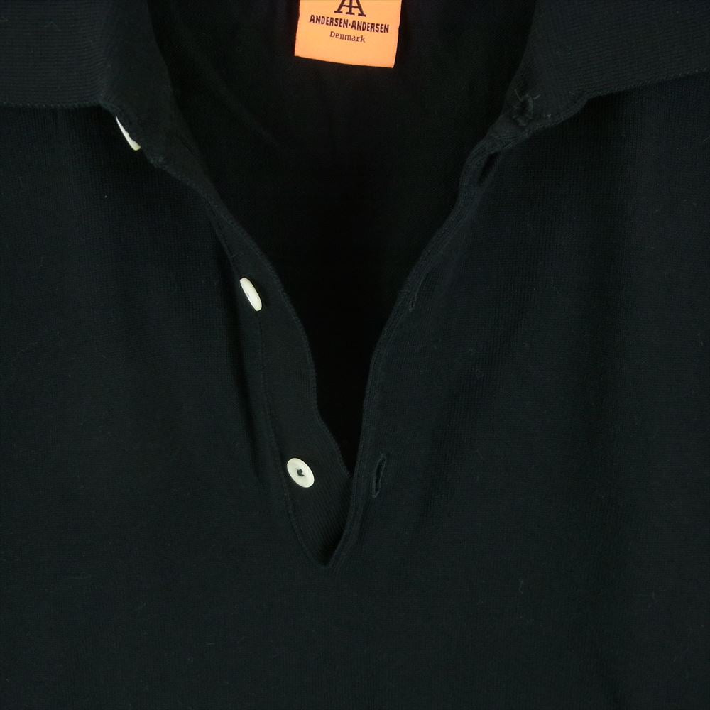 アンデルセンアンデルセン コットン ニット 半袖 ポロシャツ イタリア製 ブラック系 S【中古】