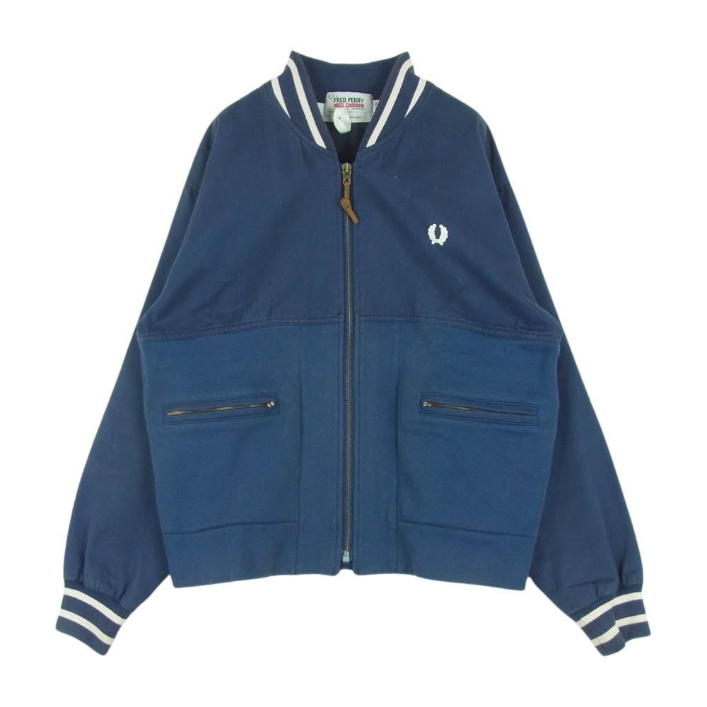 Nigel Cabourn ナイジェルケーボン FRED PERRY フレッドペリー ジップアップ ジャケット ブルゾン 英国製 ネイビー系 ブルー系 36【中古】