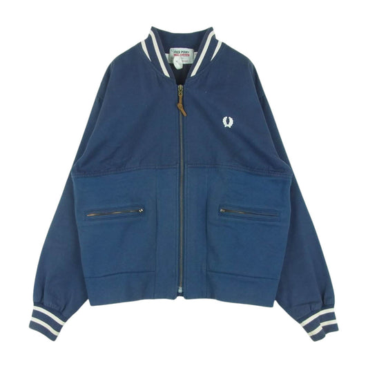 Nigel Cabourn ナイジェルケーボン FRED PERRY フレッドペリー ジップアップ ジャケット ブルゾン 英国製 ネイビー系 ブルー系 36【中古】