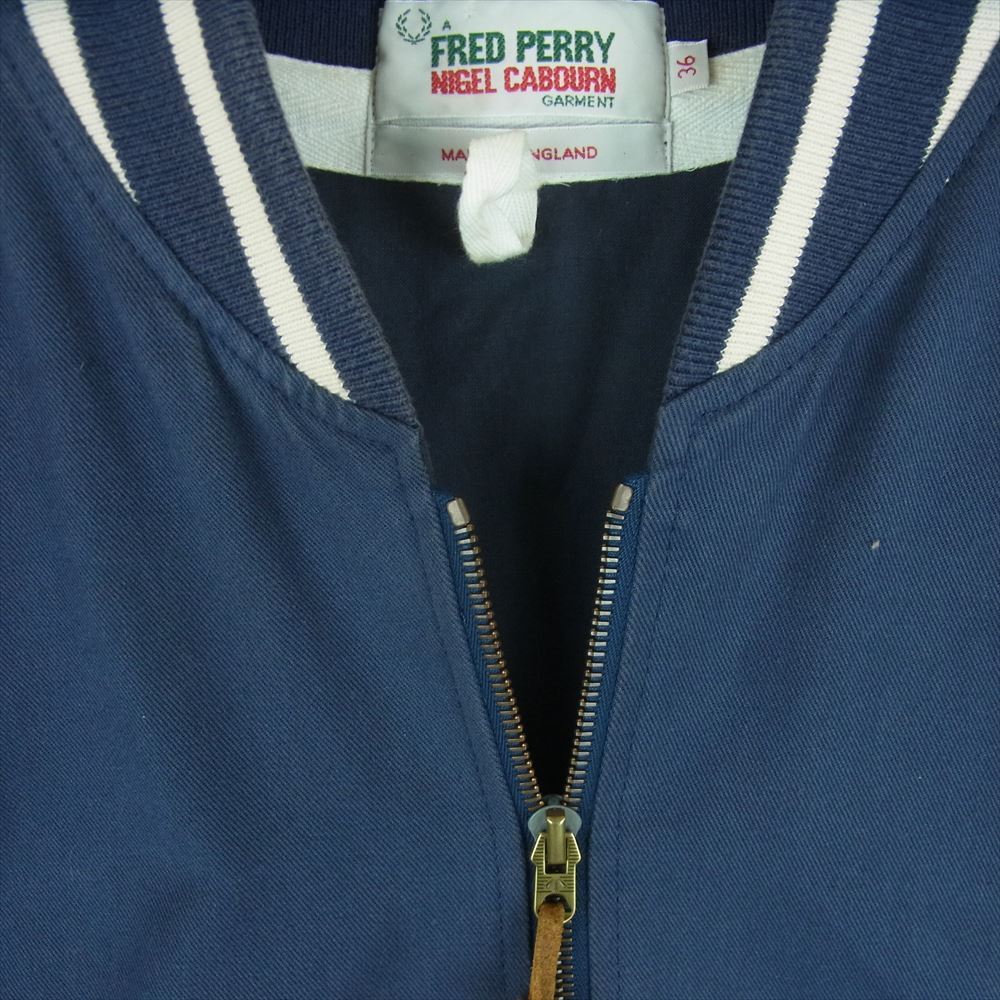 Nigel Cabourn ナイジェルケーボン FRED PERRY フレッドペリー ジップアップ ジャケット ブルゾン 英国製 ネイビー系 ブルー系 36【中古】