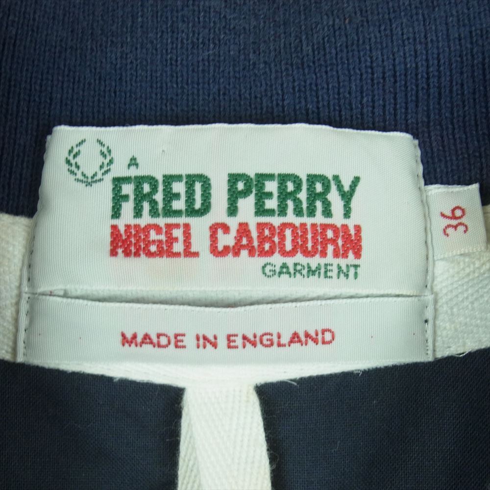 Nigel Cabourn ナイジェルケーボン FRED PERRY フレッドペリー ジップアップ ジャケット ブルゾン 英国製 ネイビー系 ブルー系 36【中古】