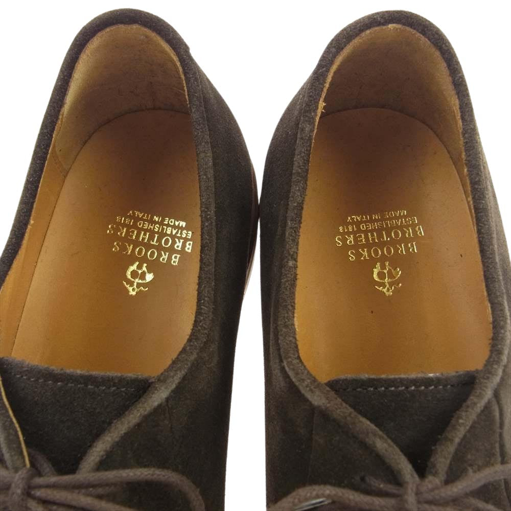 Brooks Brothers ブルックスブラザーズ 19761 イタリア製 スエードレザー プレーントゥ オックスフォード シューズ ダークブラウン系 8【極上美品】【中古】