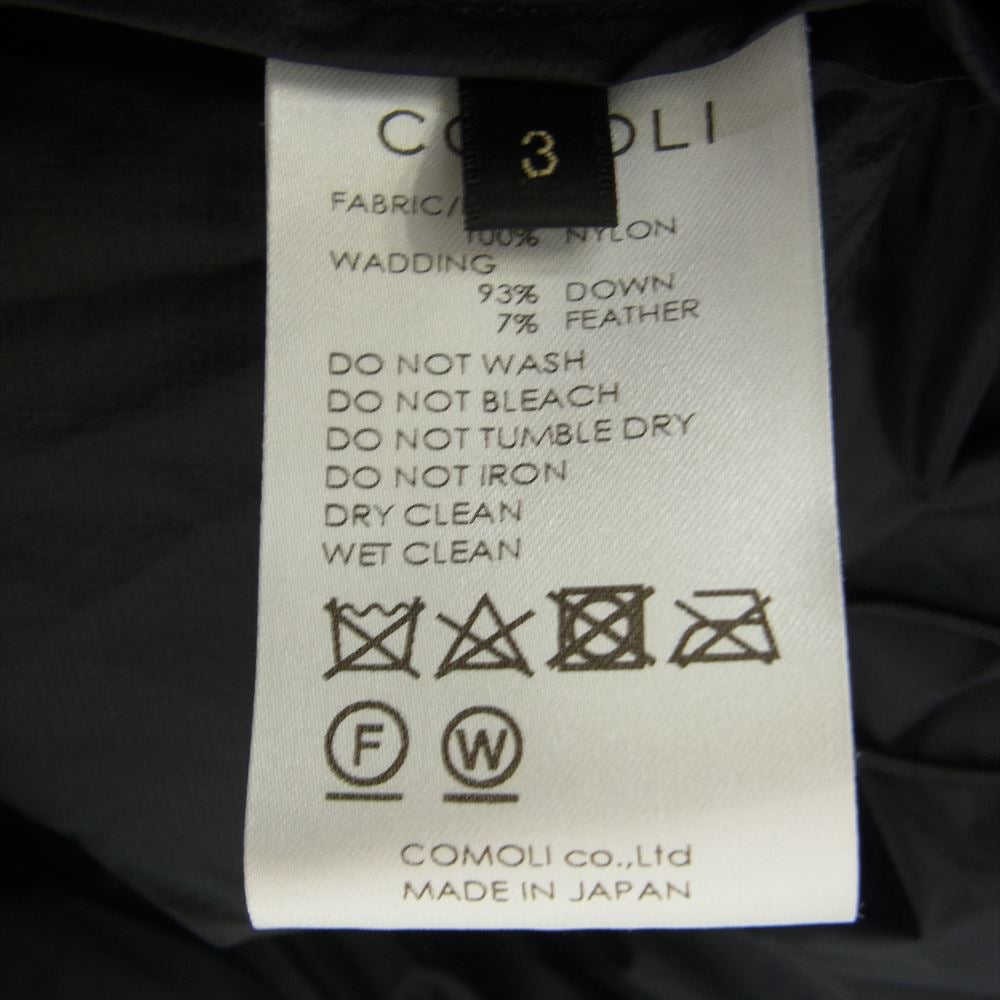 COMOLI コモリ 22AW W03-04008 DOWN JACKET ダウン ジャケット ブラック系 ３【美品】【中古】
