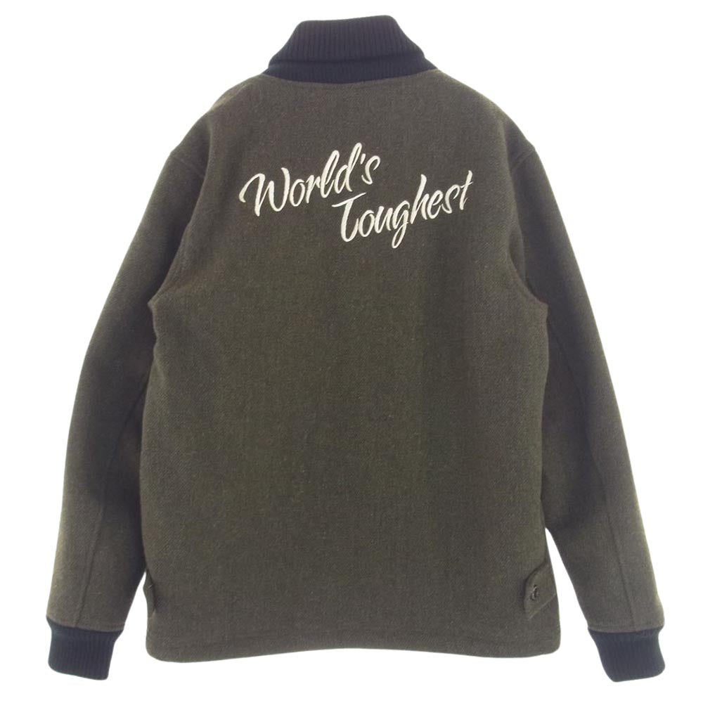 BEN DAVIS ベンデイビス ロゴ刺繍 ジップアップ ウール ファラオ ジャケット ダークブラウン系 L【中古】