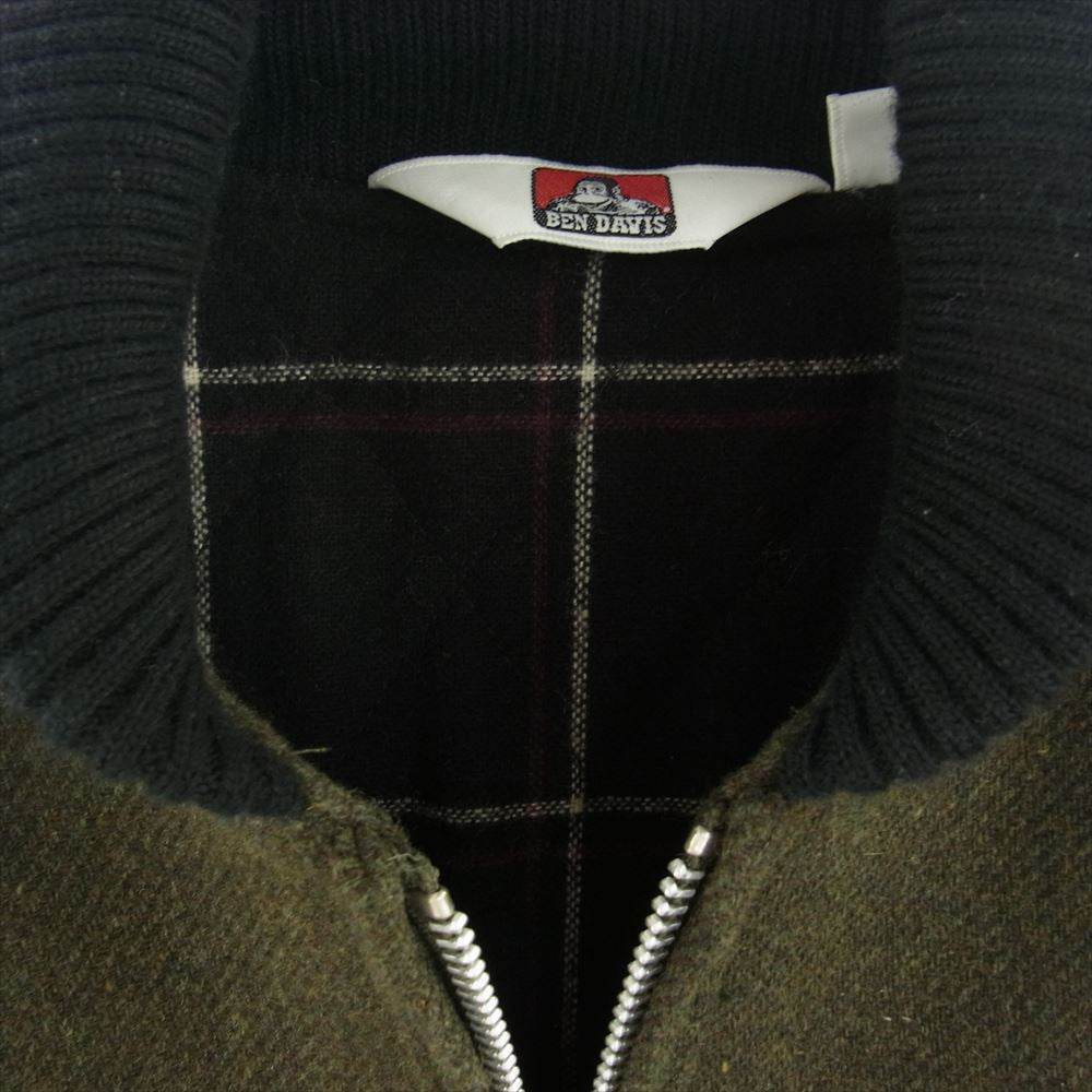 BEN DAVIS ベンデイビス ロゴ刺繍 ジップアップ ウール ファラオ ジャケット ダークブラウン系 L【中古】