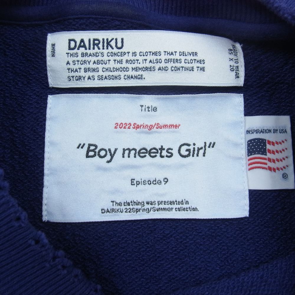 ダイリク 22SS C-3 Boymeets Girl Pullover Sweter クルーネック スウェット パープル系 L【中古】
