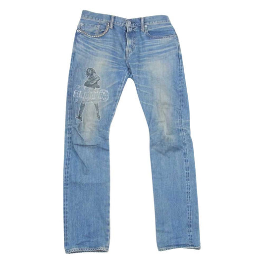 HYSTERIC GLAMOUR ヒステリックグラマー 02213AP20 VIXEN GIRL 刺繍 スタッズ デニムパンツ インディゴブルー系 31【中古】
