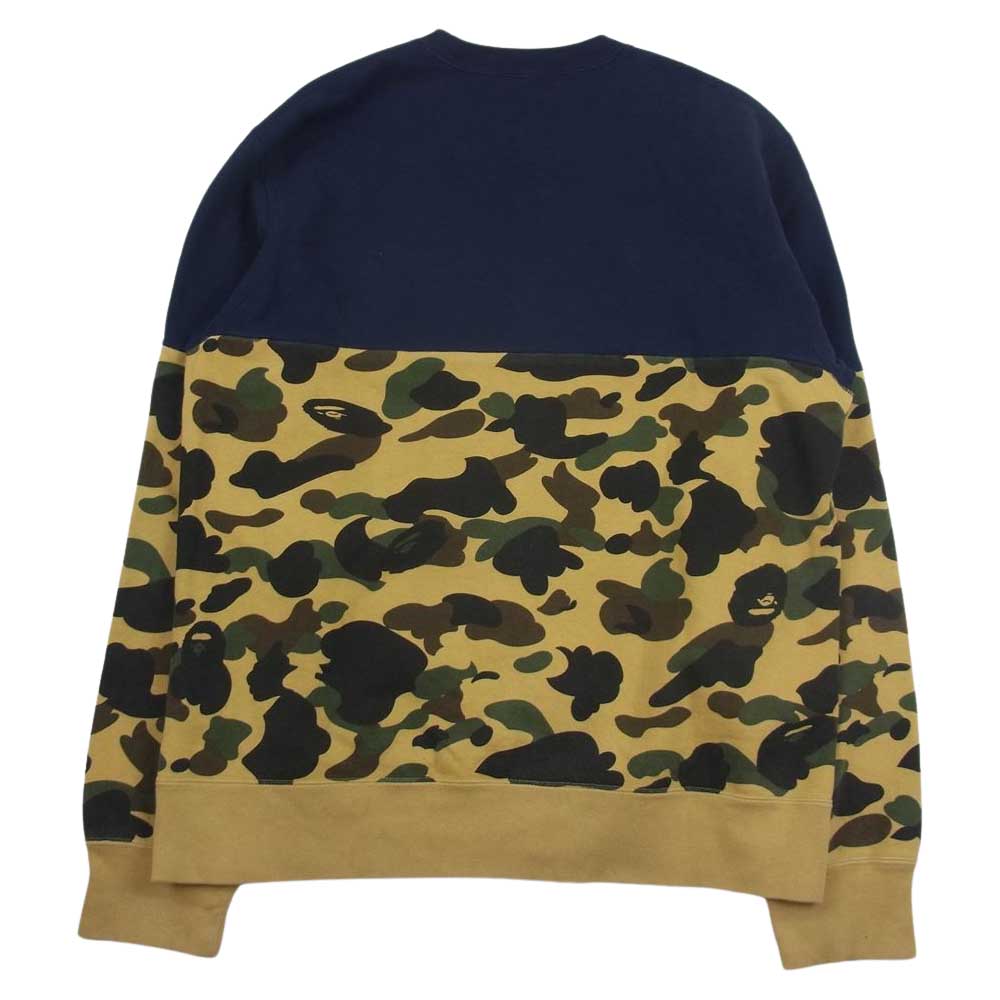 A BATHING APE アベイシングエイプ 001SWG801001X サルカモ カモフラ バイカラー 長袖 クルーネック プルオーバー ドッキング 切替 スウェット  マルチカラー系 XL【中古】