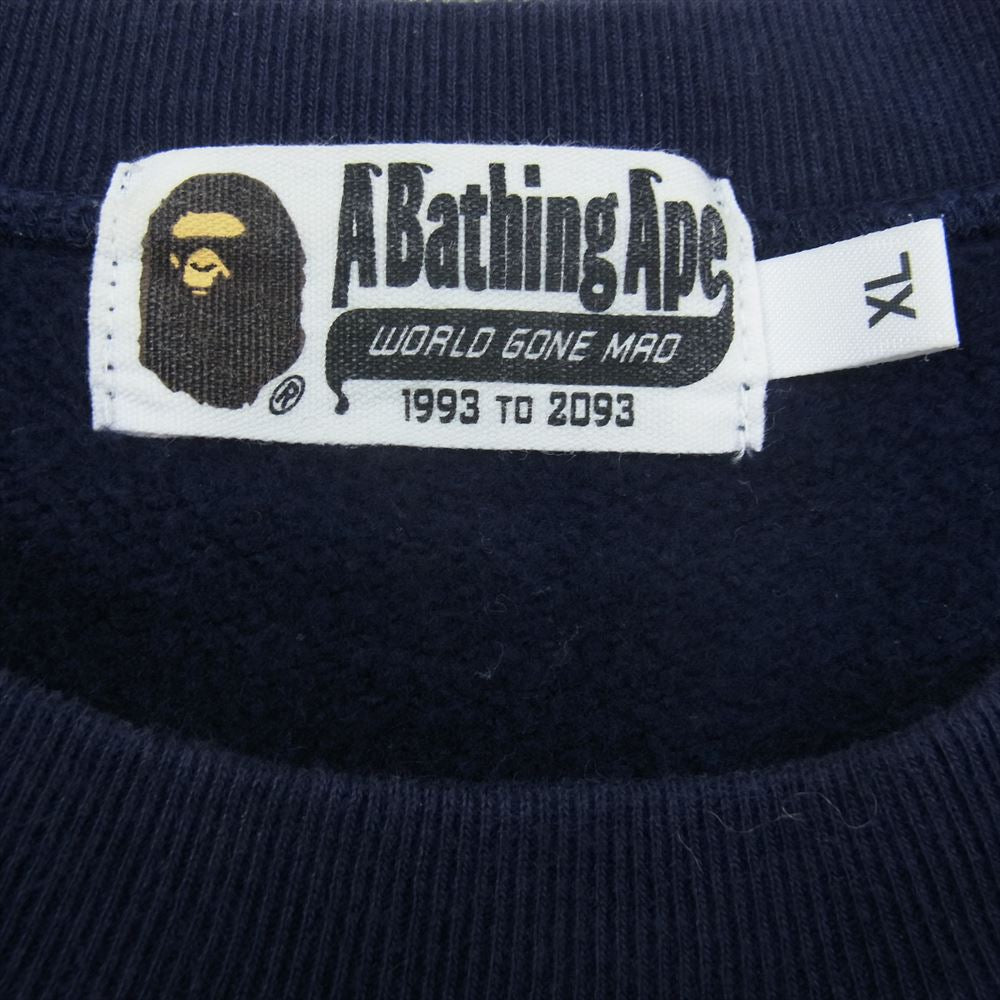 A BATHING APE アベイシングエイプ 001SWG801001X サルカモ カモフラ バイカラー 長袖 クルーネック プルオーバー ドッキング 切替 スウェット  マルチカラー系 XL【中古】