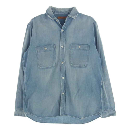 Ron Herman ロンハーマン 3120700109 RHC Denim Work Shirt ダメージ加工 デニム ワーク 長袖 シャツ インディゴブルー系 S【中古】