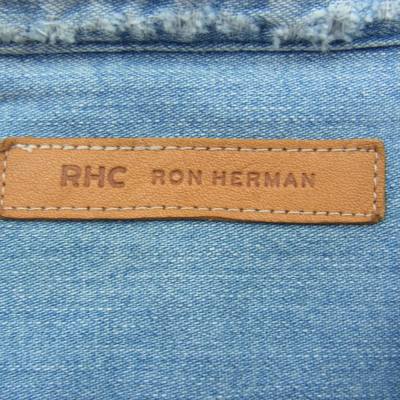 Ron Herman ロンハーマン 3120700109 RHC Denim Work Shirt ダメージ加工 デニム ワーク 長袖 シャツ インディゴブルー系 S【中古】
