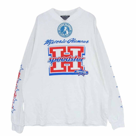 HYSTERIC GLAMOUR ヒステリックグラマー 23SS 02223CL18 RIDING X ロゴ 長袖 Tシャツ ホワイト系 L【中古】