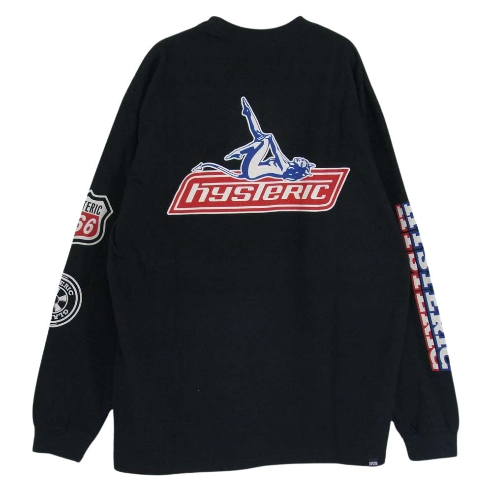 HYSTERIC GLAMOUR ヒステリックグラマー 23AW 02233CL05 MOTOR CITY FEVER ガール ロゴ 長袖 Tシャツ ブラック系 L【新古品】【未使用】【中古】