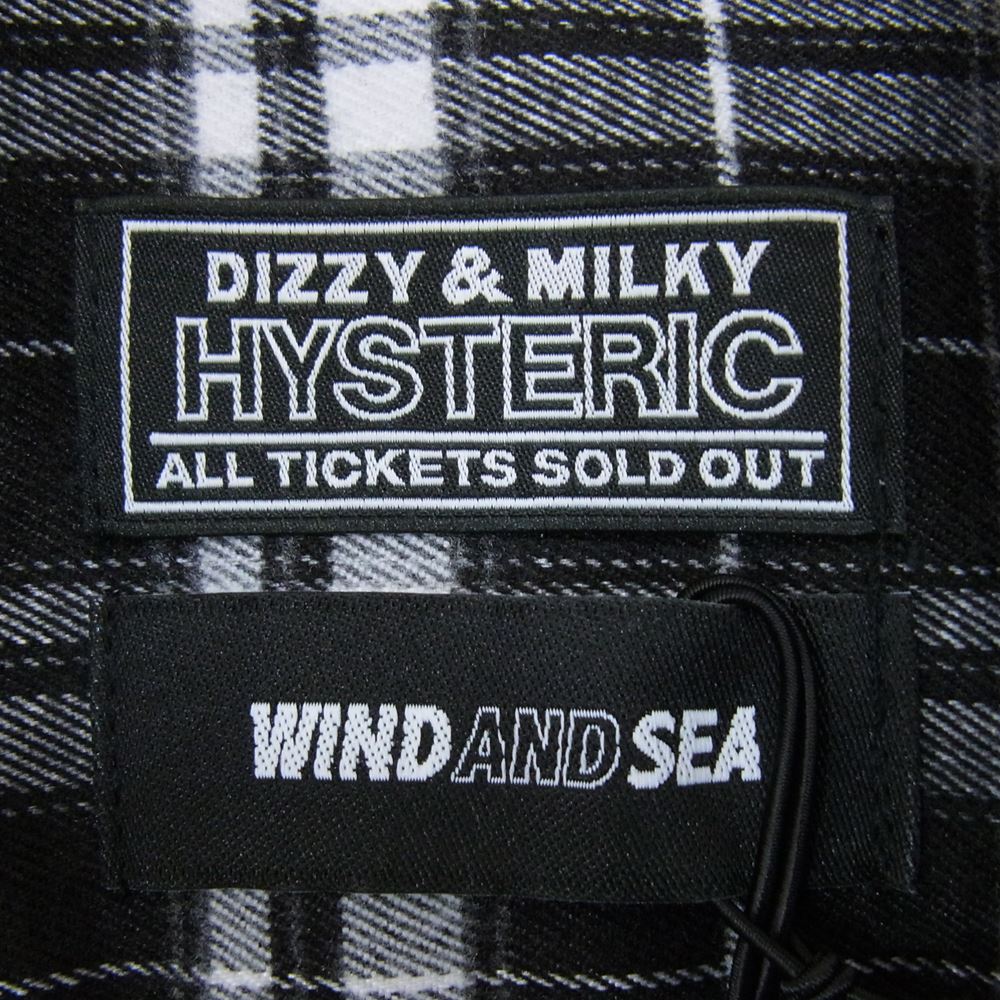 HYSTERIC GLAMOUR ヒステリックグラマー 22AW WDS-C-HYS-23-AP-Q1-09 × WIND AND SEA ウィンダンシー ロゴ チェック 長袖 シャツ ブラック系 L【新古品】【未使用】【中古】