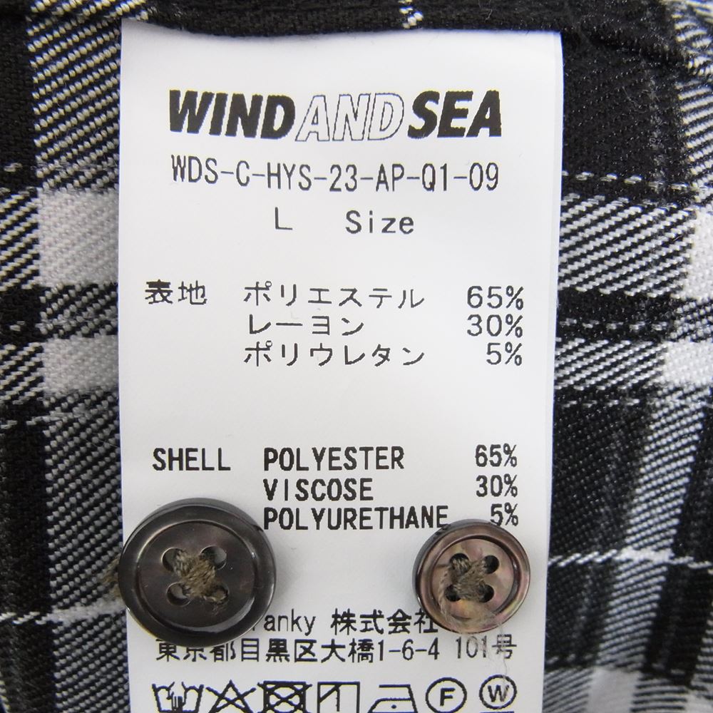 HYSTERIC GLAMOUR ヒステリックグラマー 22AW WDS-C-HYS-23-AP-Q1-09 × WIND AND SEA ウィンダンシー ロゴ チェック 長袖 シャツ ブラック系 L【新古品】【未使用】【中古】