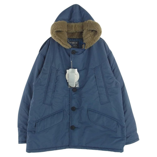 HYSTERIC GLAMOUR ヒステリックグラマー 23AW 02233AC03 MULTI HYSTERIC WOMAN B-9 ガール プリント フーディ 中綿 コート ブルー系 L【極上美品】【中古】