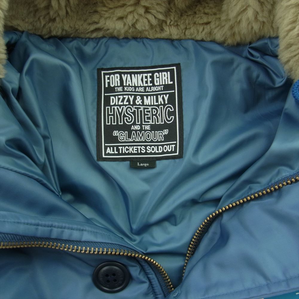 HYSTERIC GLAMOUR ヒステリックグラマー 23AW 02233AC03 MULTI HYSTERIC WOMAN B-9 ガール プリント フーディ 中綿 コート ブルー系 L【極上美品】【中古】