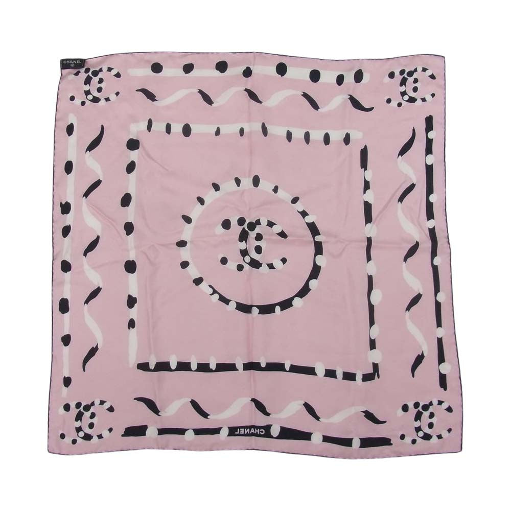 CHANEL シャネル ココマーク シルク100％ レオパード スカーフ ピンク系【中古】
