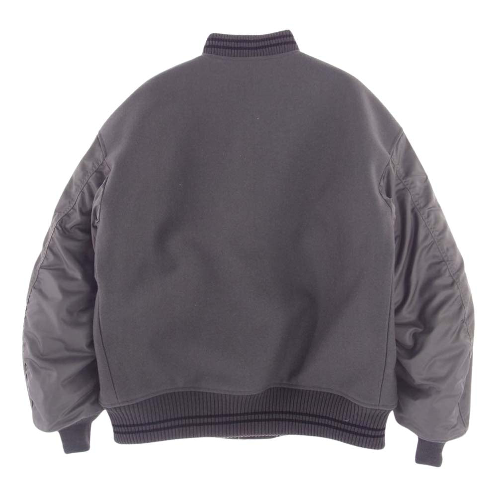 markaware マーカウェア 23AW A23C-17BL01C ORGANIC WOOL MELTON VARSITY JACKET オーガニック ウールメルトン バーシティ 袖切替 MA-1 スタジャン ジャケット ブルーグレー 1【極上美品】【中古】