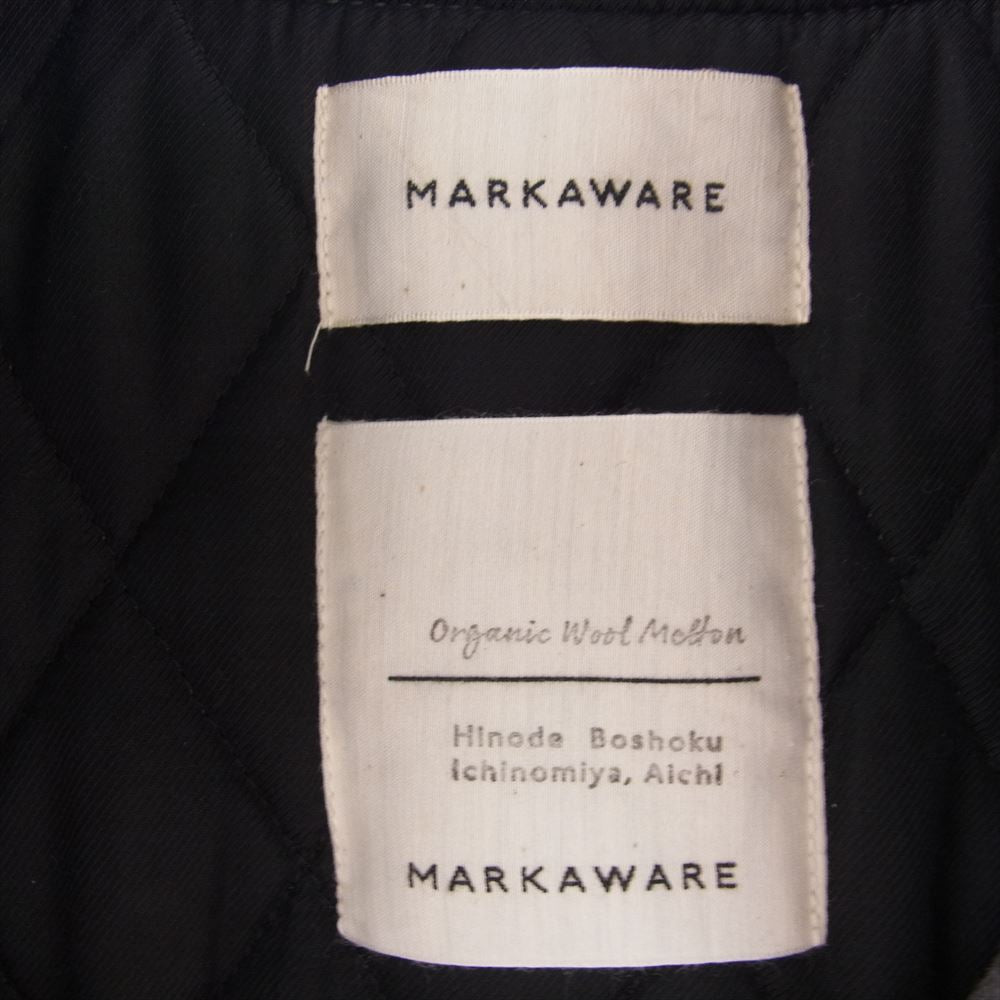 markaware マーカウェア 23AW A23C-17BL01C ORGANIC WOOL MELTON VARSITY JACKET オーガニック ウールメルトン バーシティ 袖切替 MA-1 スタジャン ジャケット ブルーグレー 1【極上美品】【中古】