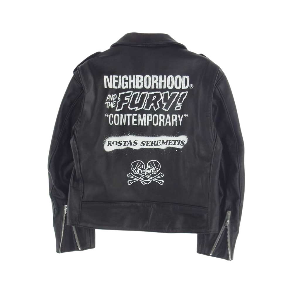 NEIGHBORHOOD ネイバーフッド × Schott × KOSTAS SEREMETIS . ONESTAR RIDERS JACKET ショット コスタス セレメティス ワンスター ライダース ジャケット ブラック系 36【新古品】【未使用】【中古】