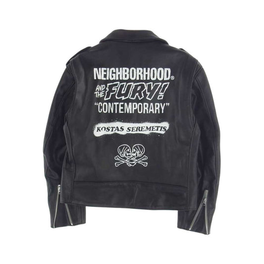NEIGHBORHOOD ネイバーフッド × Schott × KOSTAS SEREMETIS . ONESTAR RIDERS JACKET ショット コスタス セレメティス ワンスター ライダース ジャケット ブラック系 36【新古品】【未使用】【中古】
