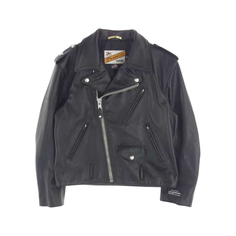 NEIGHBORHOOD ネイバーフッド × Schott × KOSTAS SEREMETIS . ONESTAR RIDERS JACKET ショット コスタス セレメティス ワンスター ライダース ジャケット ブラック系 36【新古品】【未使用】【中古】