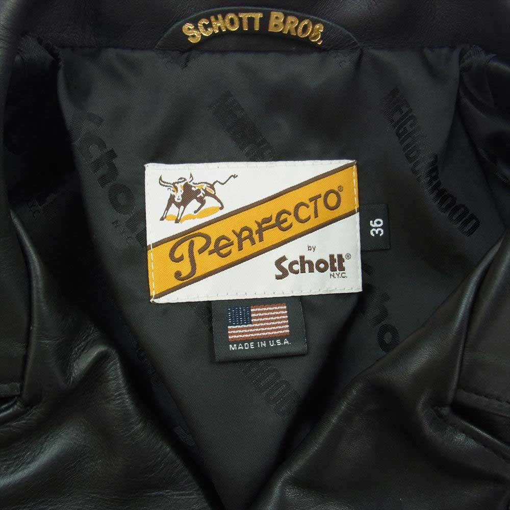 NEIGHBORHOOD ネイバーフッド × Schott × KOSTAS SEREMETIS . ONESTAR RIDERS JACKET ショット コスタス セレメティス ワンスター ライダース ジャケット ブラック系 36【新古品】【未使用】【中古】