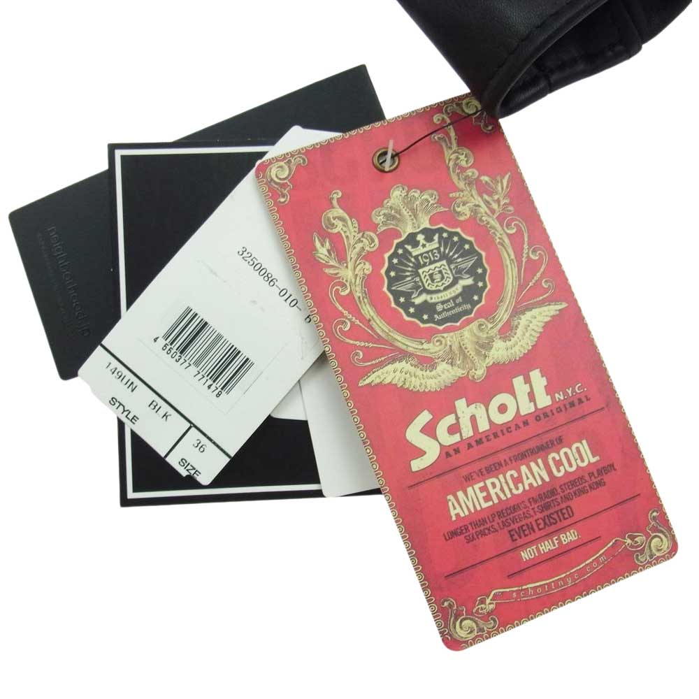 NEIGHBORHOOD ネイバーフッド × Schott × KOSTAS SEREMETIS . ONESTAR RIDERS JACKET ショット コスタス セレメティス ワンスター ライダース ジャケット ブラック系 36【新古品】【未使用】【中古】