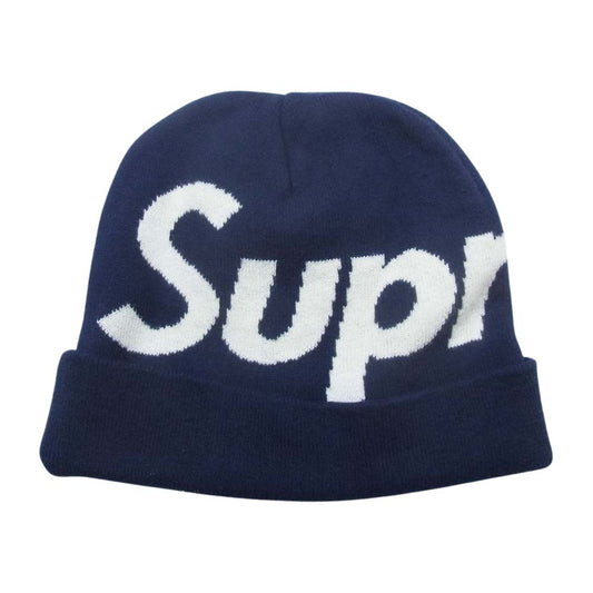 Supreme シュプリーム 17AW Big Logo Beanie ビッグ ロゴ ビーニー ニット キャップ ネイビー系【中古】