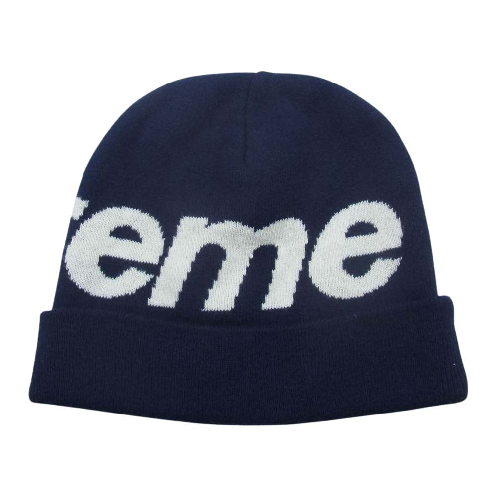 Supreme シュプリーム 17AW Big Logo Beanie ビッグ ロゴ ビーニー ニット キャップ ネイビー系【中古】