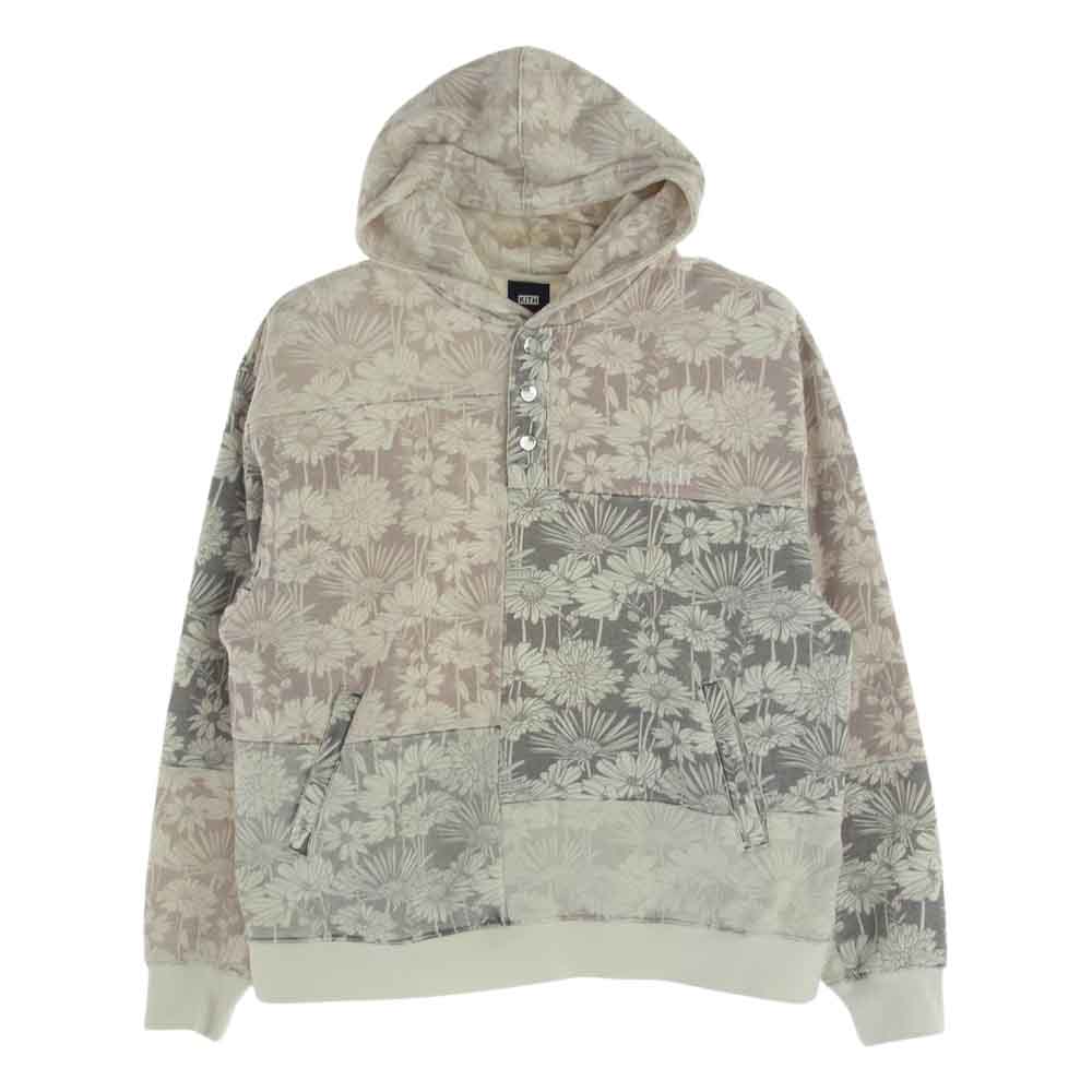 キス Aster Floral Williams IV Pullover ウィリアムス フーディー フローラル総柄 ヘンリーネック プルオーバーパーカー オフホワイト系 パルテルグレー系・パステルピンク系 L【中古】