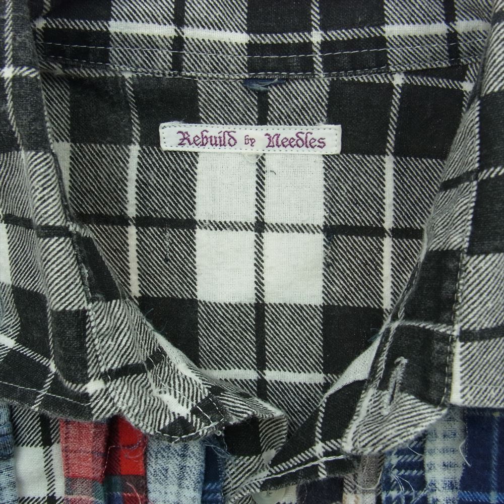 Needles ニードルス DI268 Rebuild by Needles リビルドバイニードルズ Flannel Shirt 再構築 プリーツ チェック フランネル 長袖シャツ マルチカラー系【中古】