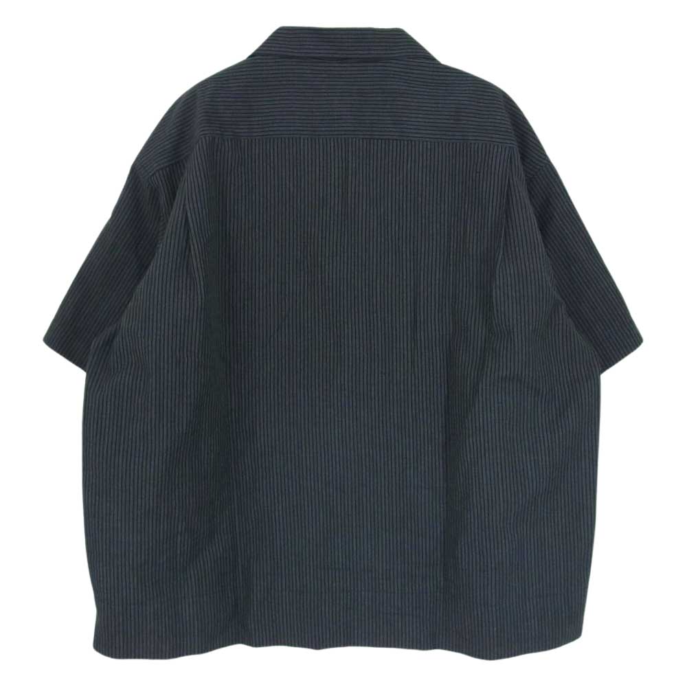 VISVIM ビズビム 23SS 0123105011013 COPA SHIRT S/S ウール リネン ストライプ オープンカラー 半袖シャツ ブラック系 3【中古】
