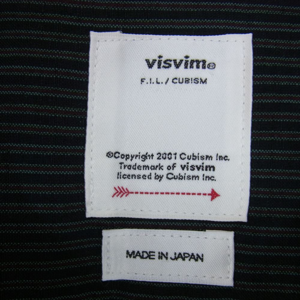 VISVIM ビズビム 23SS 0123105011013 COPA SHIRT S/S ウール リネン ストライプ オープンカラー 半袖シャツ ブラック系 3【中古】