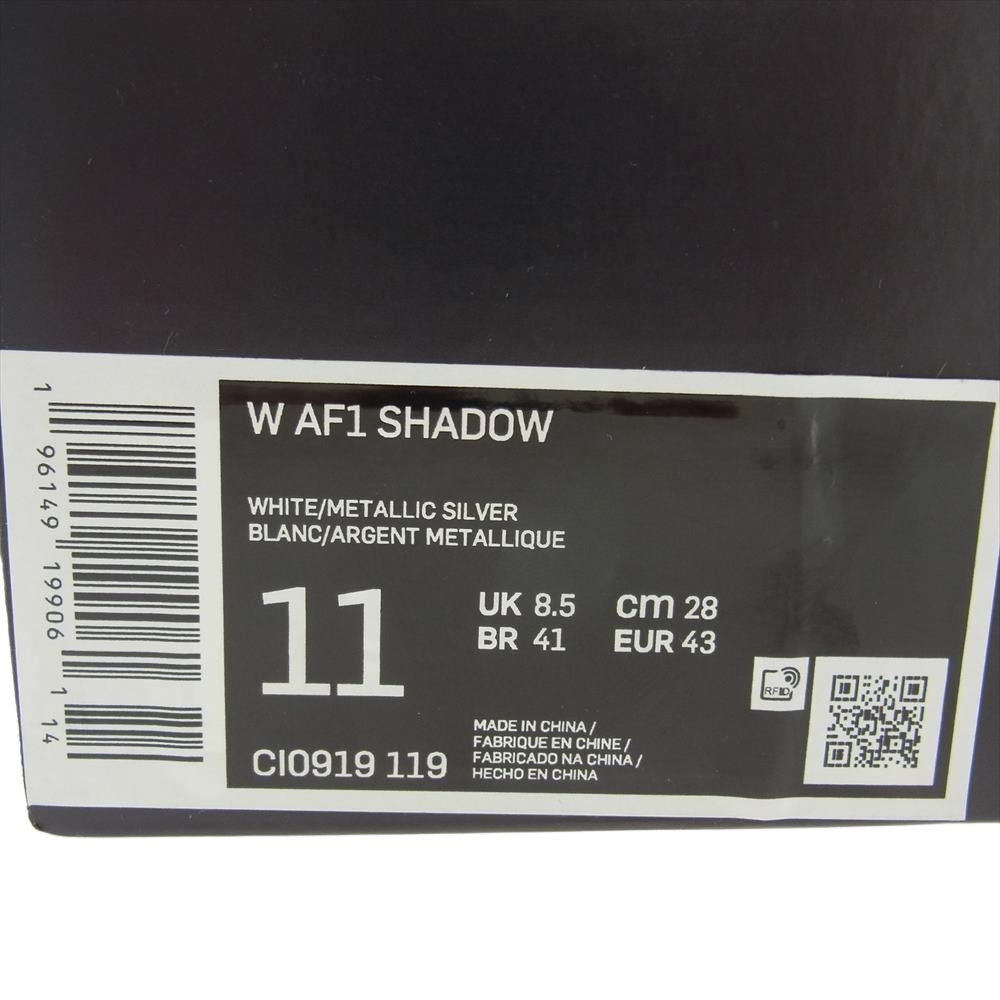 NIKE ナイキ CI0919-119 WMNS Air Force1 AF1 Shadow White/Metalic Silver ウィメンズ エアフォースワン シャドウ スニーカー ホワイト系 28cm【美品】【中古】