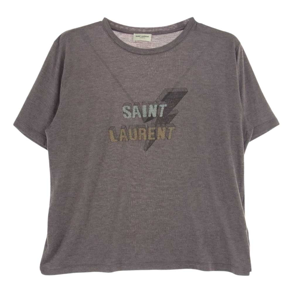 SAINT LAURENT サンローラン 500898 YB2LW PARIS パリ サンダーボルト ロゴ プリント 半袖 Tシャツ パープル系 M【中古】