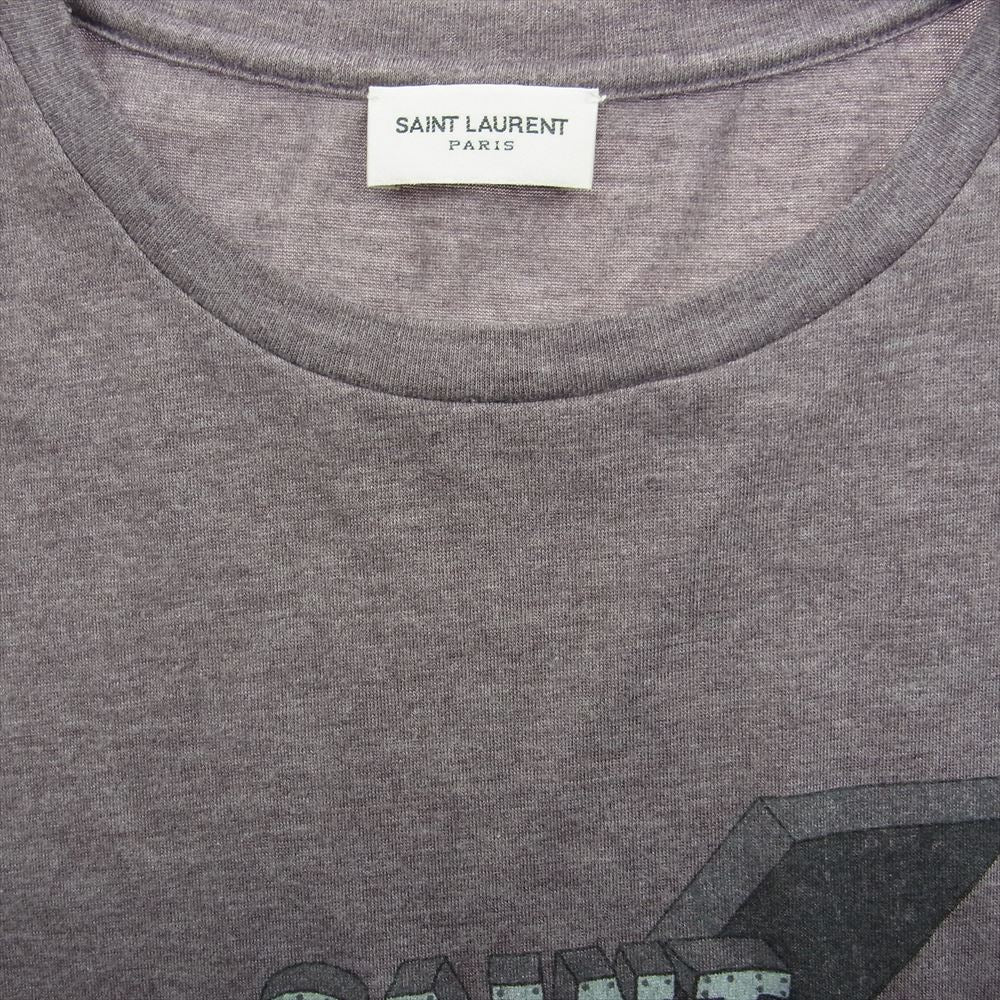 SAINT LAURENT サンローラン 500898 YB2LW PARIS パリ サンダーボルト ロゴ プリント 半袖 Tシャツ パープル系 M【中古】
