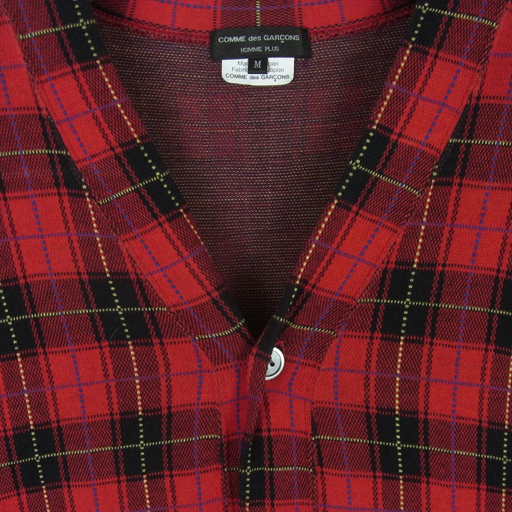 COMME des GARCONS HOMME PLUS コムデギャルソンオムプリュス 20AW PF-T004 素材切替 再構築 クレイジー パターン カーディガン レッド系 M【中古】