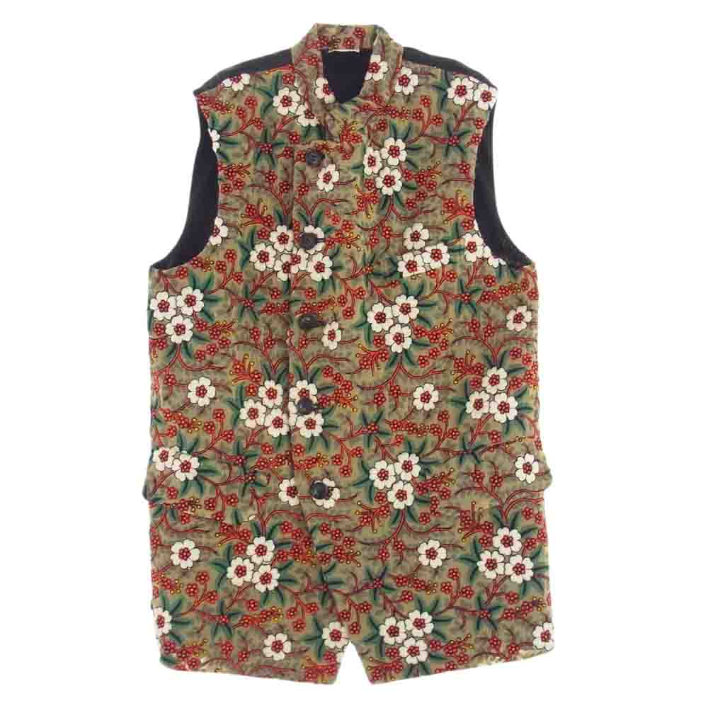 COMME des GARCONS HOMME PLUS コムデギャルソンオムプリュス 18SS PA-V002 DISCO期 ディスコ期 花柄刺繍 前身切替 スタンドカラー ベスト ベージュ系 S【中古】